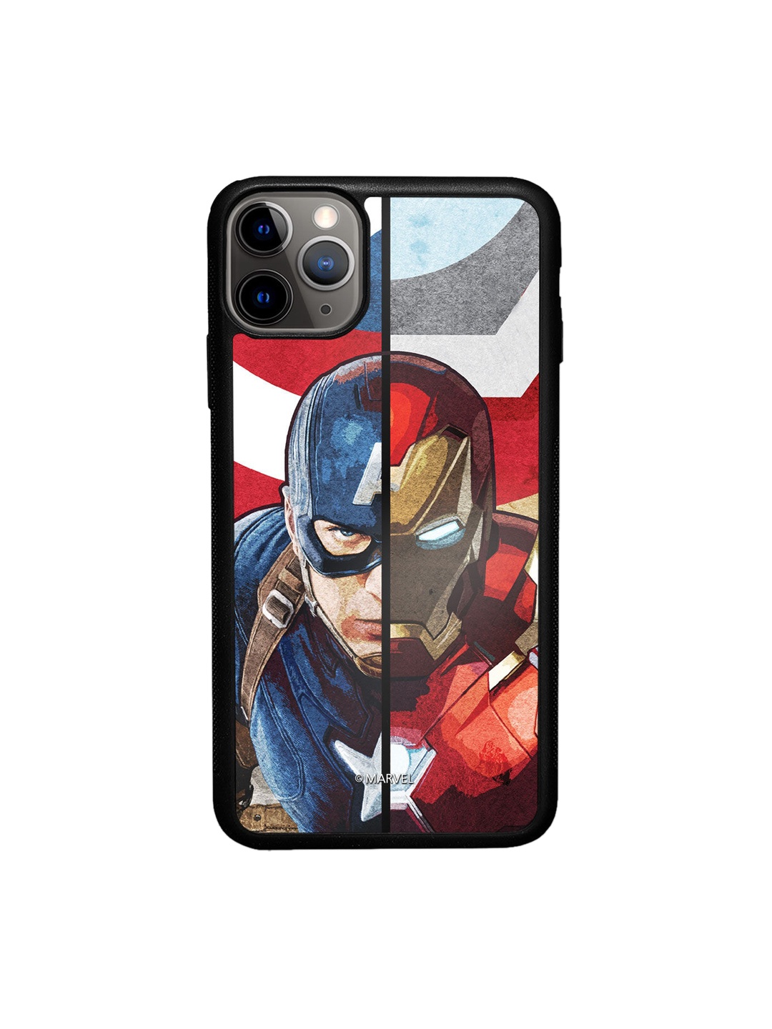 

macmerise Red & Blue Printed Man vs Machine Design iPhone 11 Pro Bumper Phone Back Case