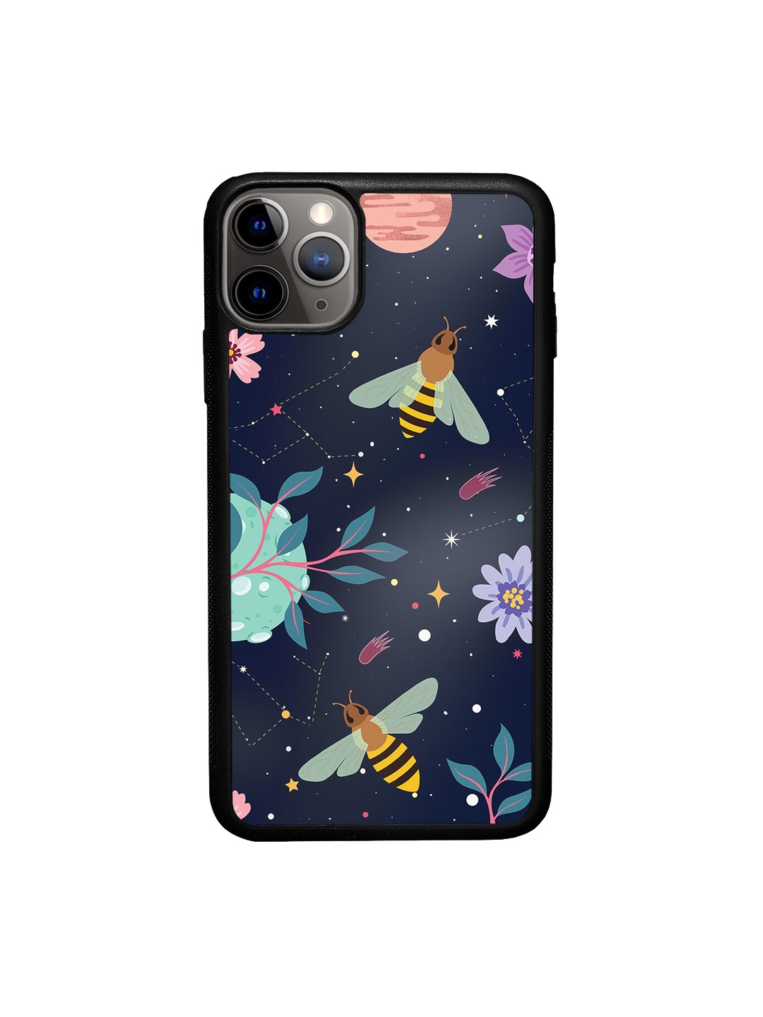 

macmerise Navy Blue Printed Space Bees iPhone 11 Pro Bumper Case