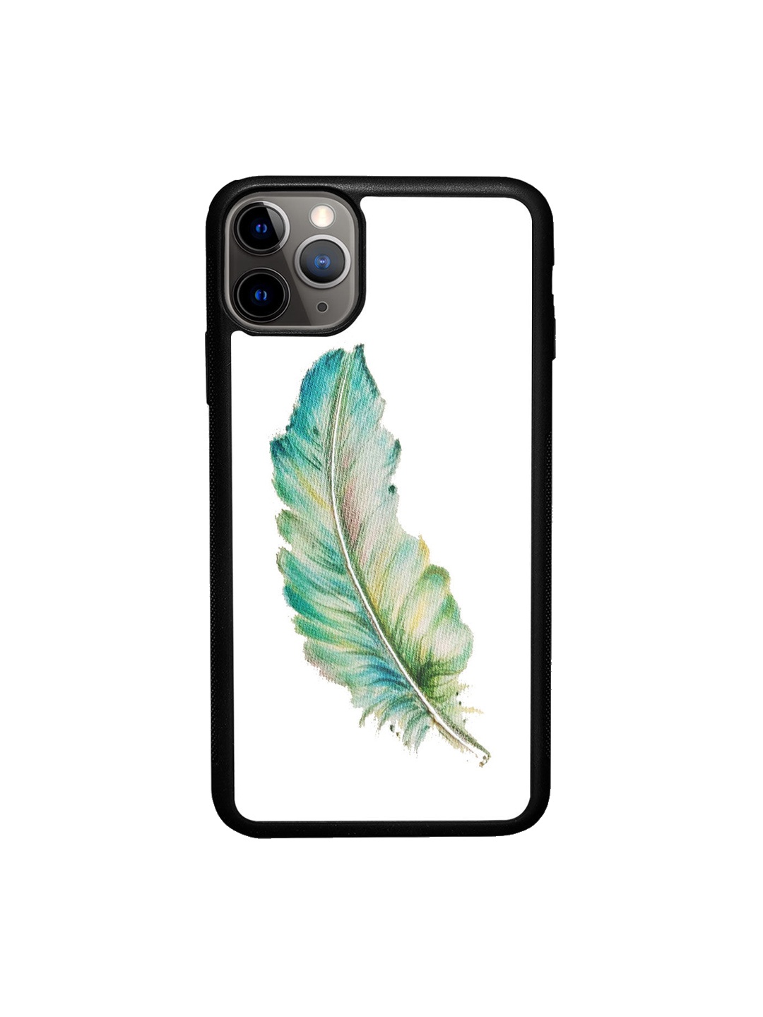 

macmerise White & Green SK Feather Art Design iPhone 11 Pro Bumper Phone Back Case