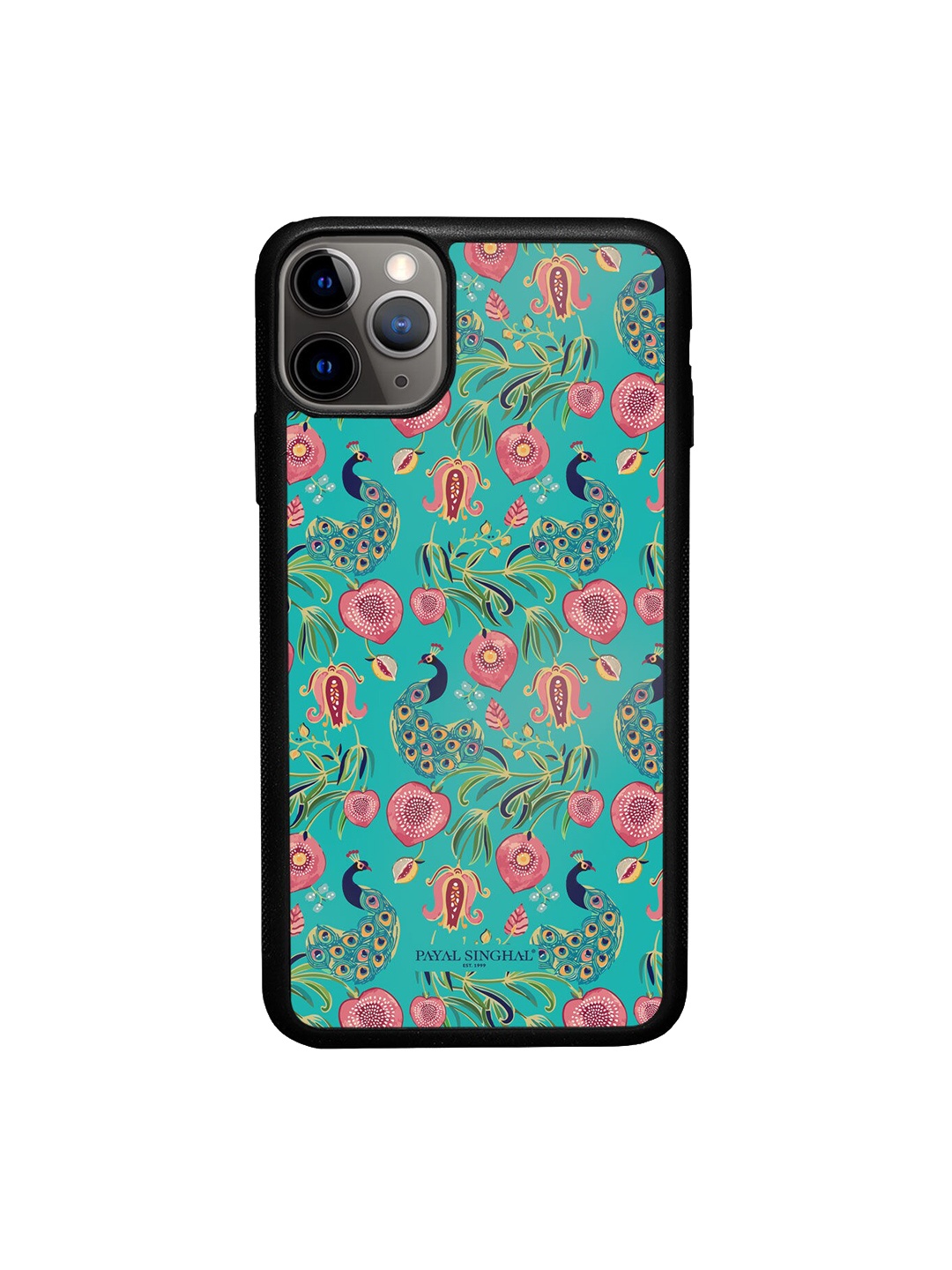 

macmerise Green Printed Payal Singhal Anaar and Mor Teal Design iPhone 11 Pro Bumper Phone Back Case