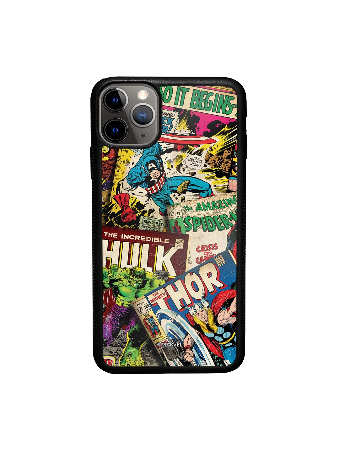 

macmerise Black & Blue Marvel Printed iPhone 11 Pro Bumper Phone Back Case