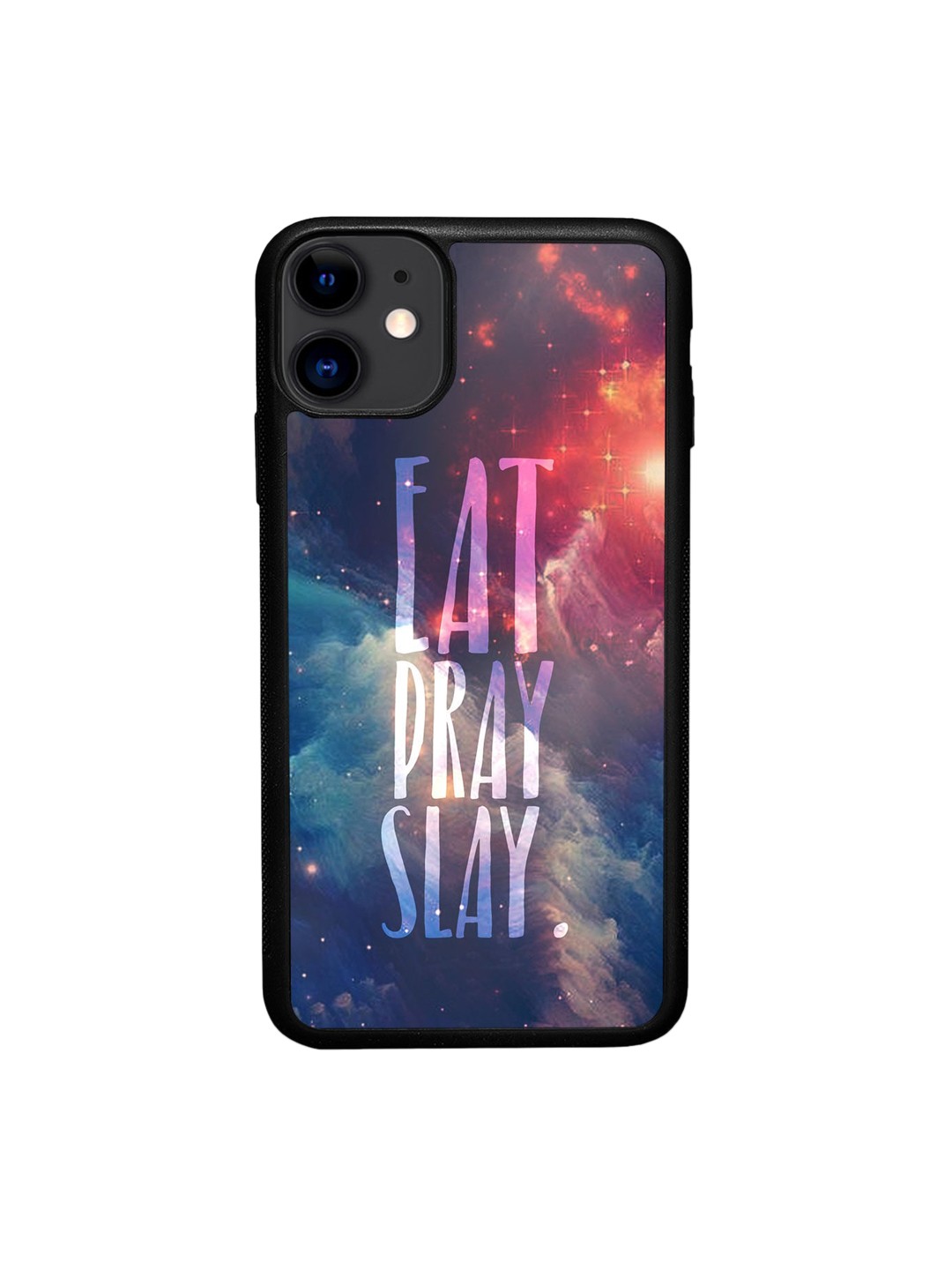 

macmerise Blue & Black Printed Eat Pray Slay Design iPhone 11 Bumper Phone Back Case