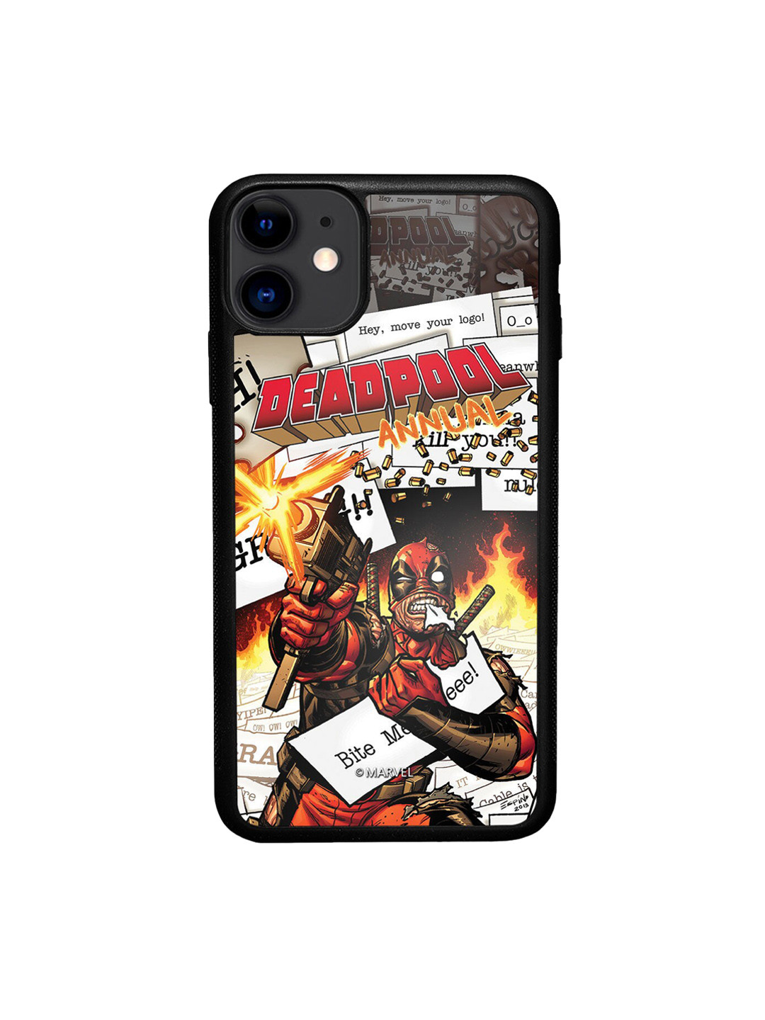 

macmerise Red & White Comic Deadpool Design iPhone 11 Bumper Phone Back Case