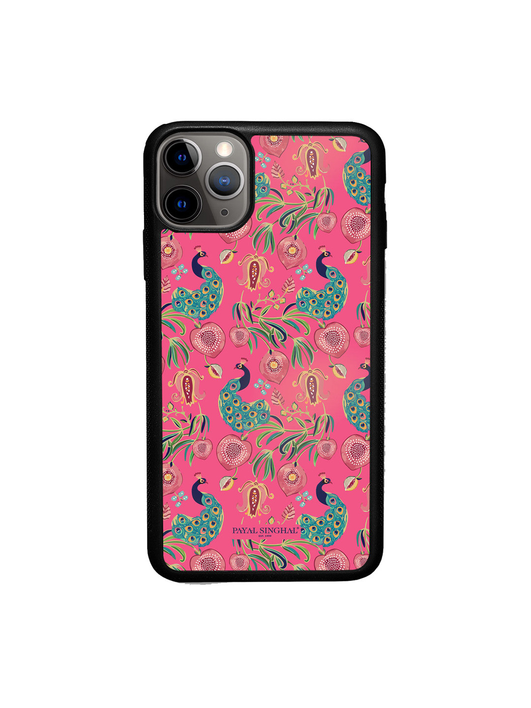 

macmerise Pink Printed Payal Singhal Anaar and Mor Design iPhone 11 Pro Bumper Phone Back Case