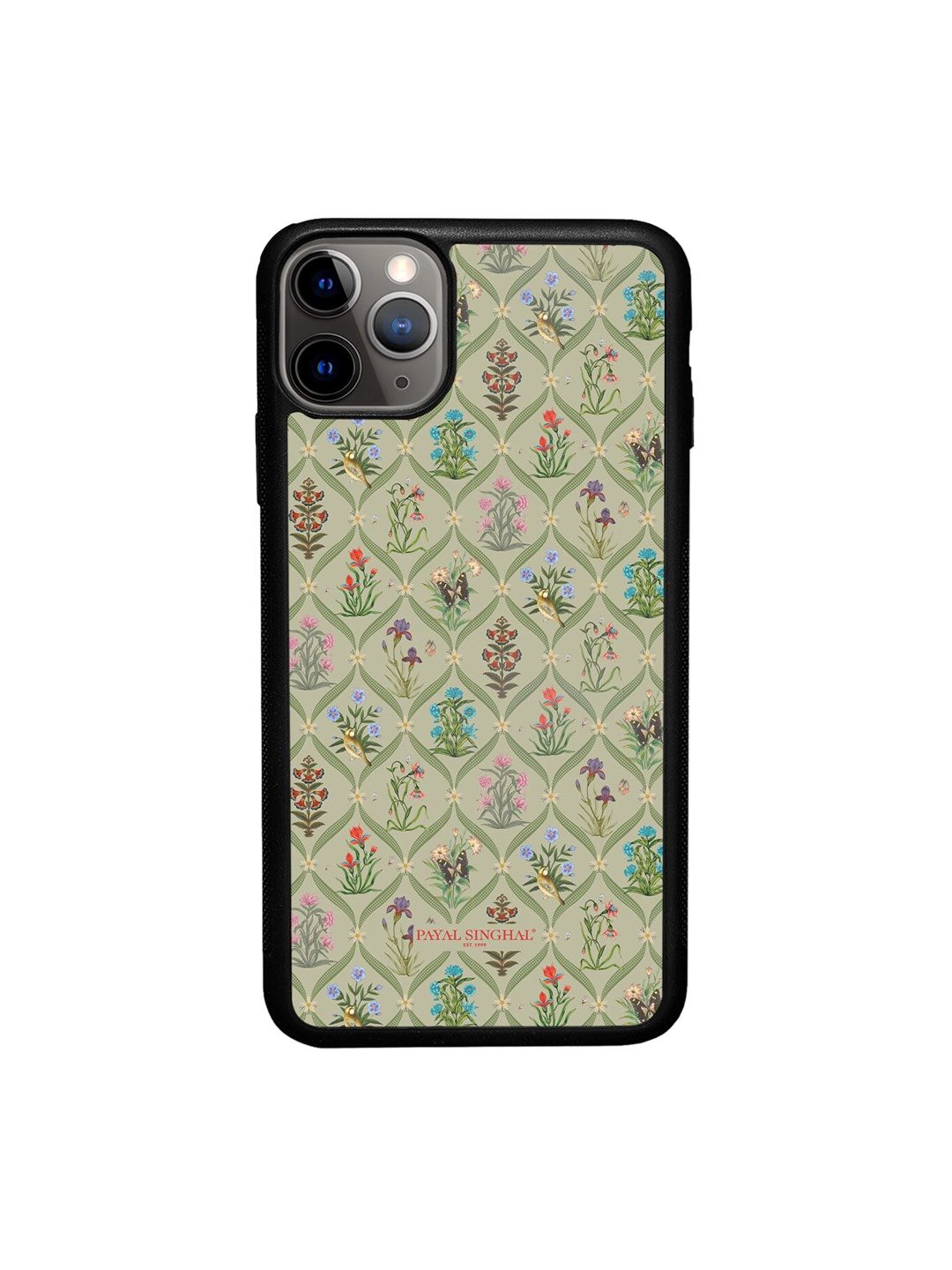 

macmerise Black & Green Floral Printed iPhone 11 Pro Bumper Phone Back Case
