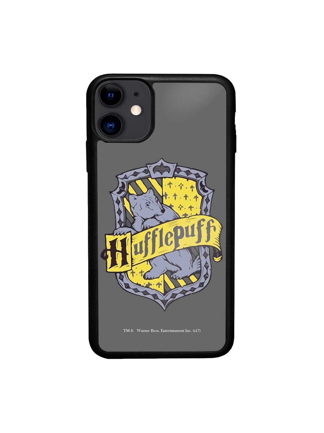 

macmerise Grey & Black Printed Crest Hufflepuff Design iPhone 11 Bumper Phone Back Case