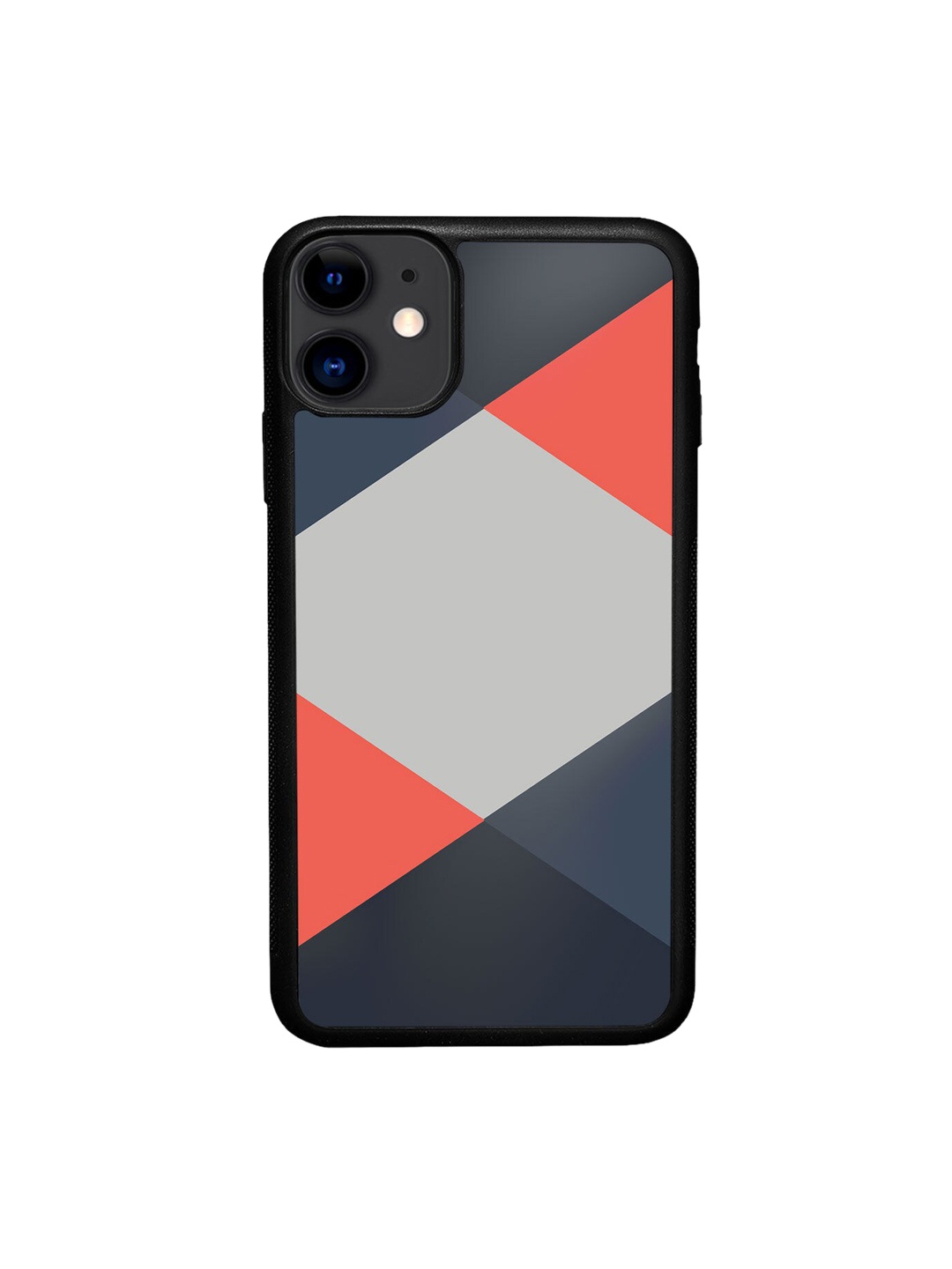 

macmerise Grey Printed Criss Cross Coral Design iPhone 11 Bumper Phone Back Case