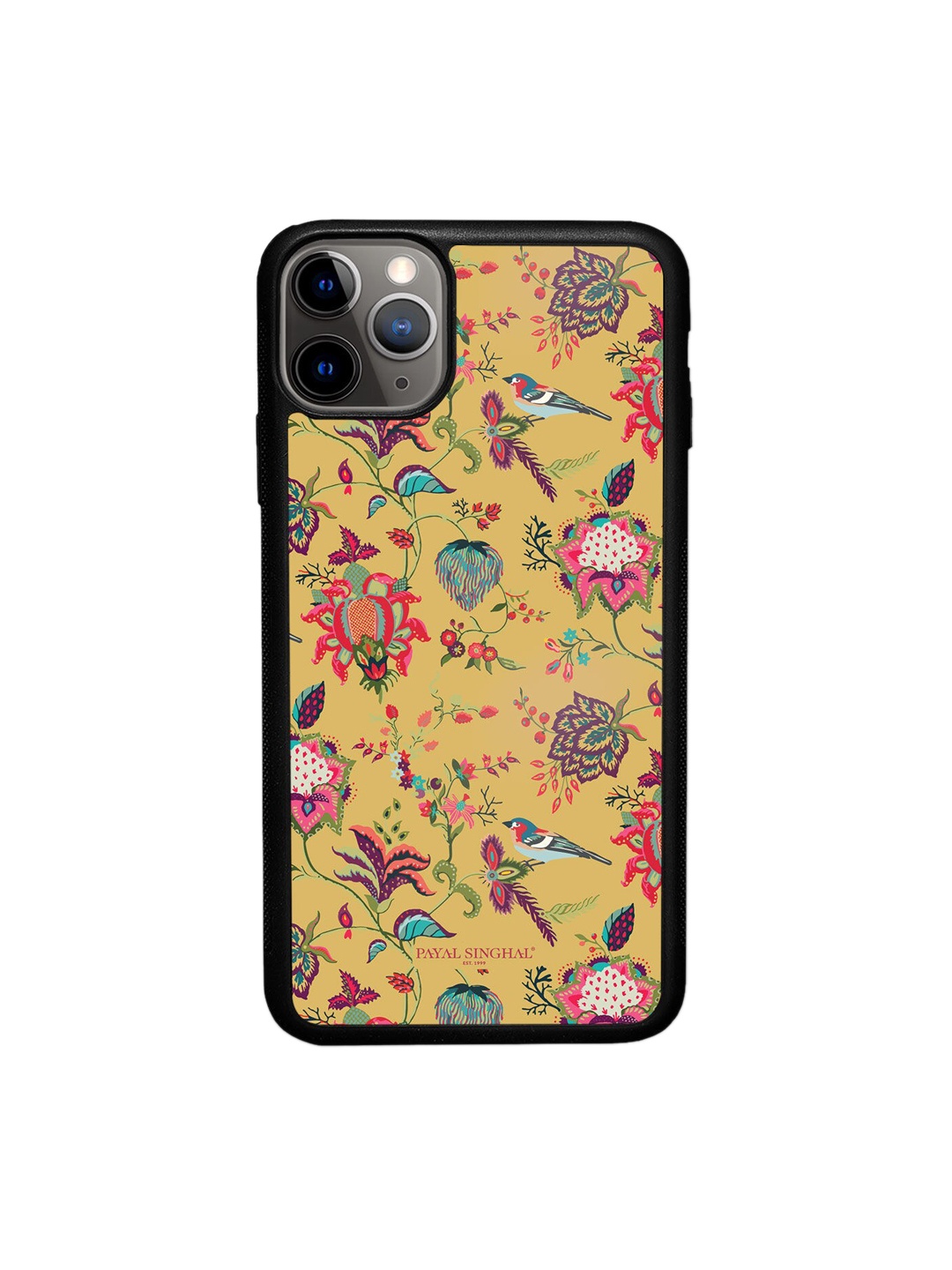 

Macmerise Mustard Yellow Printed Floral Chidiya Design iPhone 11 Pro Bumper Phone Back Case
