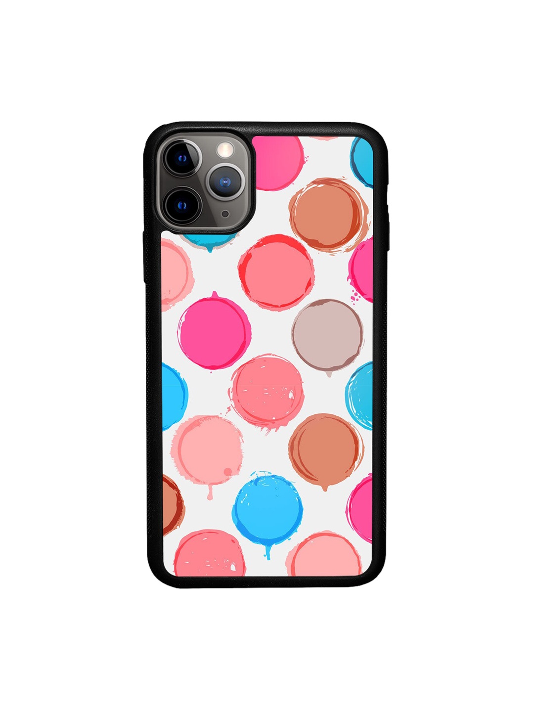 

macmerise Pink & Blue Printed Polka Dot Canvas iPhone 11 Pro Bumper Case