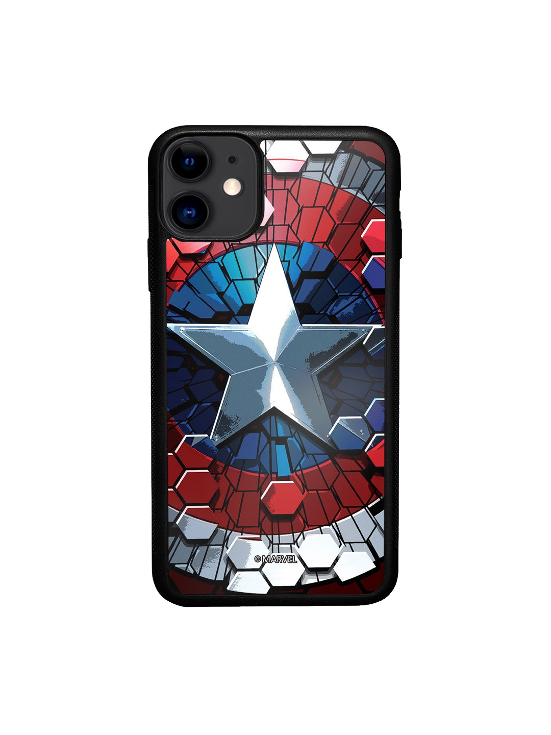 

macmerise Red & Blue Hex Shield Design iPhone 11 Bumper Phone Back Case