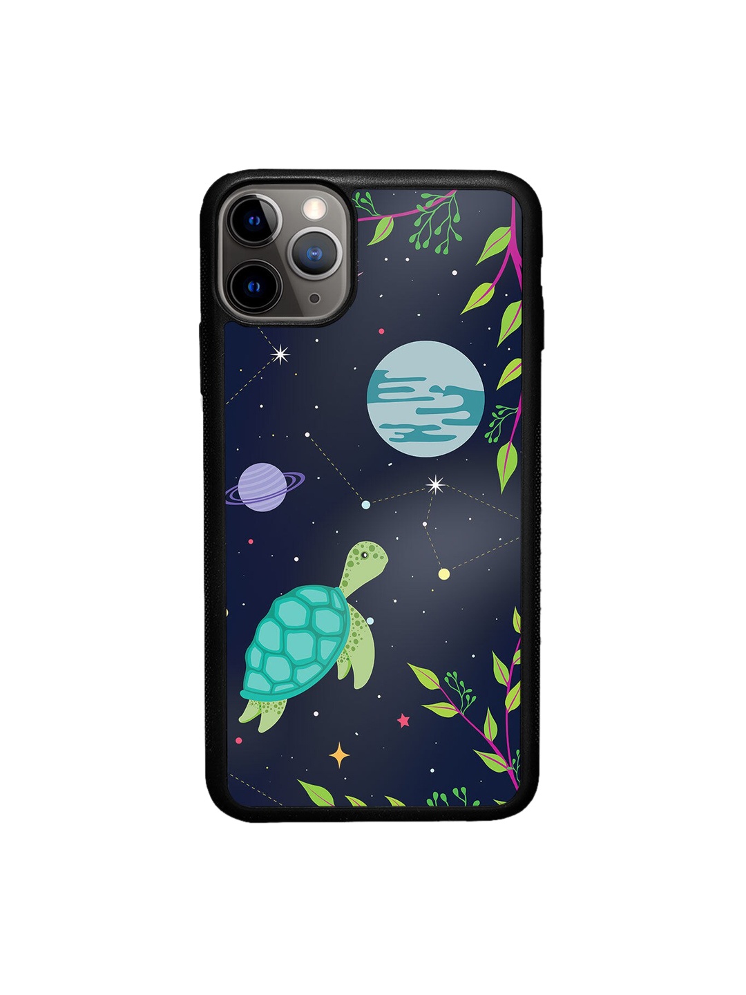 

macmerise Black & Navy Blue Space Turtle Design iPhone 11 Pro Bumper Phone Back Case