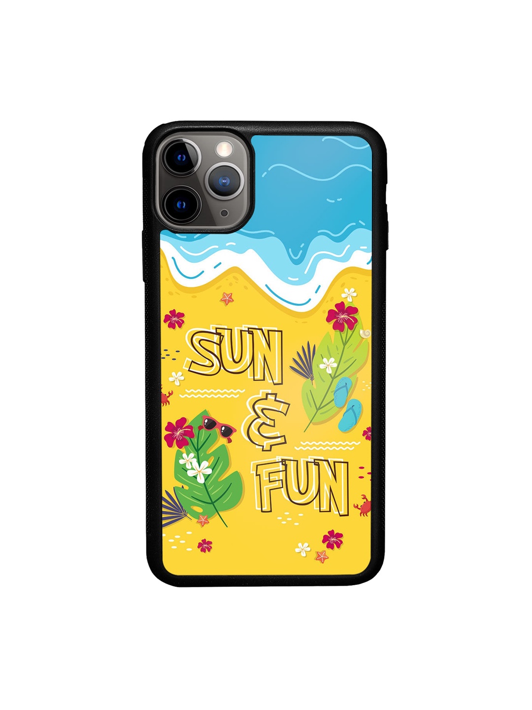 

macmerise Yellow & Blue Printed Sun & Fun Design iPhone 11 Pro Bumper Phone Back Case