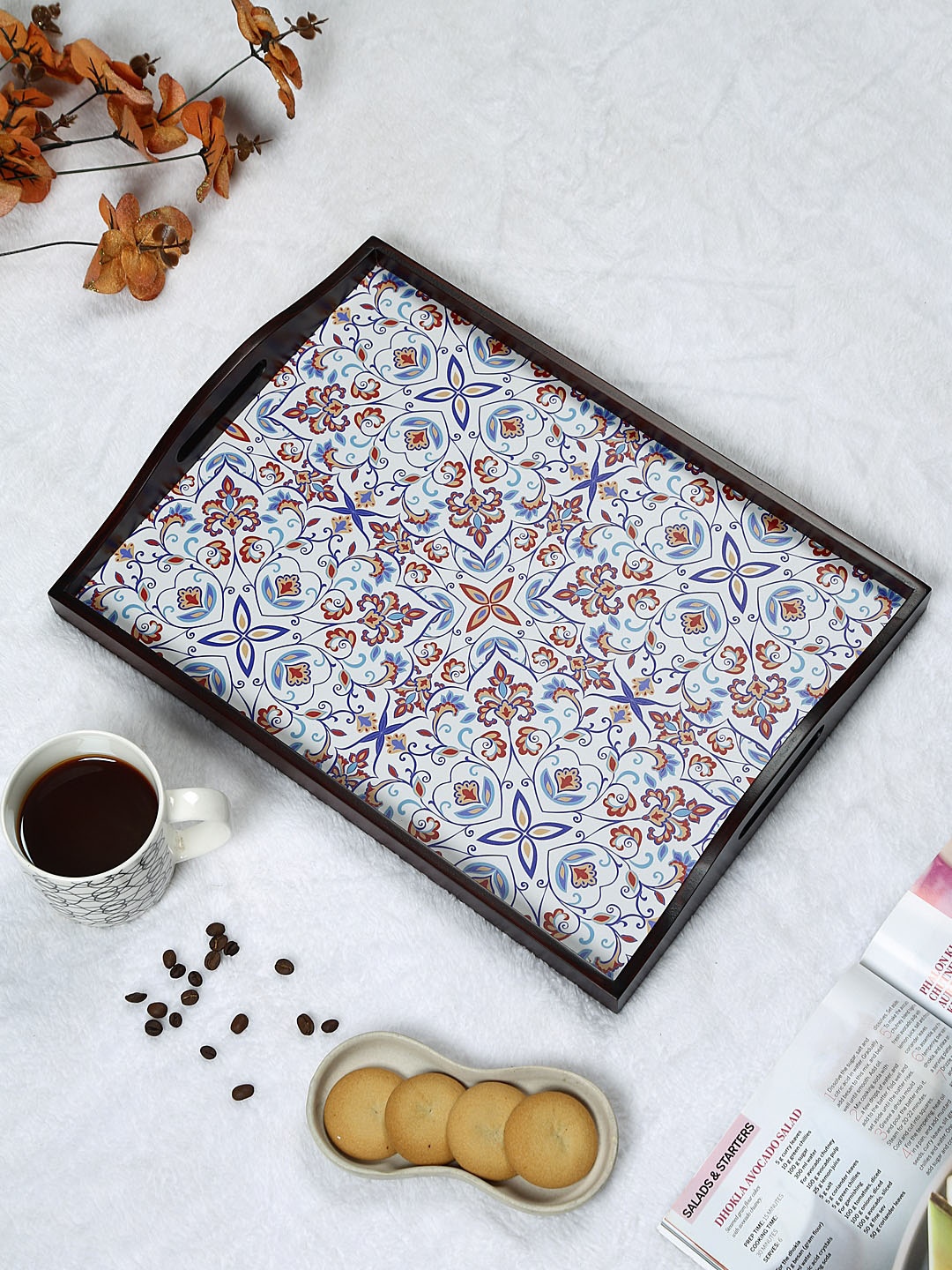 

Reinvention Factory Brown & White Printed Serving Tray
