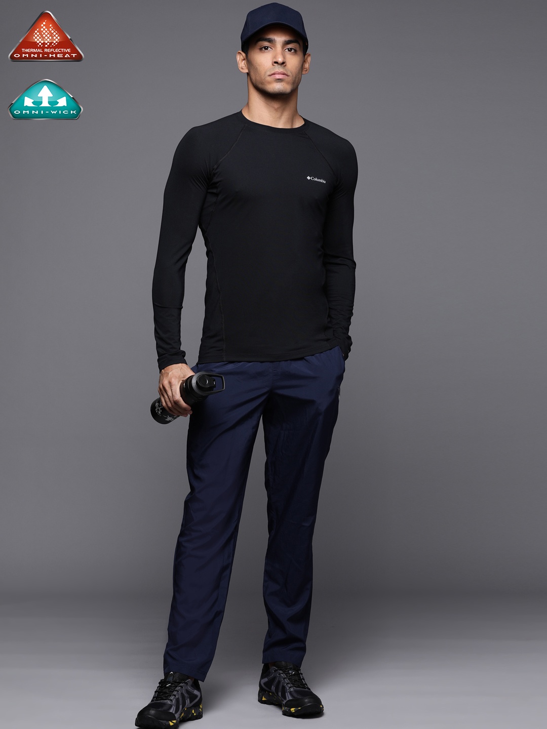 

Columbia Men Black Midweight Stretch Long Sleeve Slim Fit T-shirt