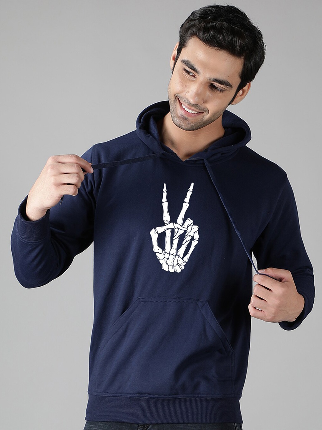 

Mad Over Print Men Blue Printed Hooded Sweatshirt