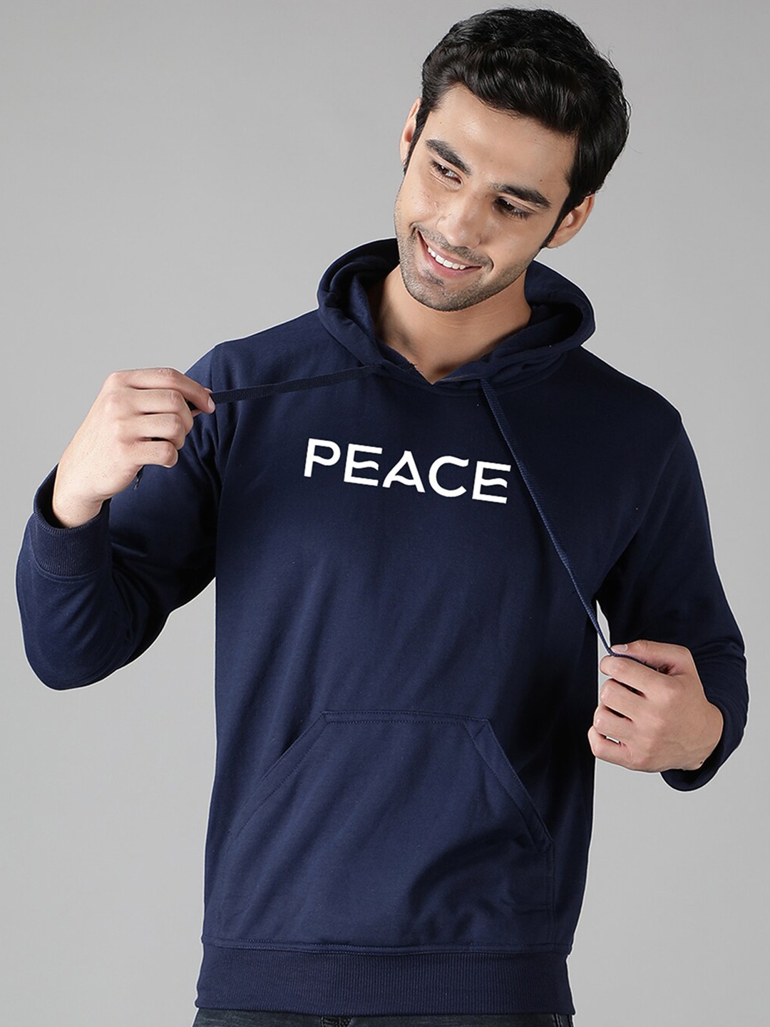 

Mad Over Print Men Blue Printed Hooded Sweatshirt