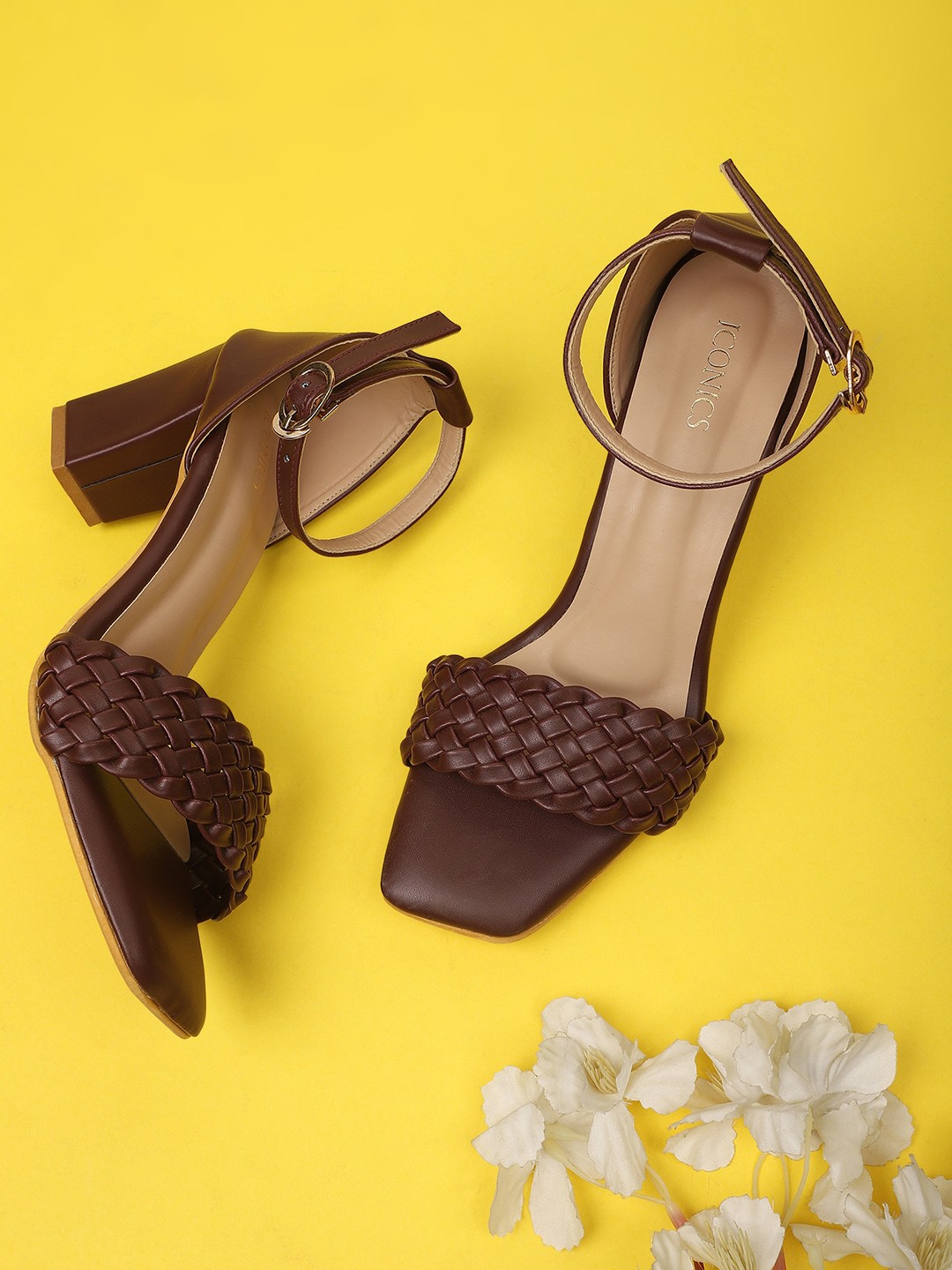 

ICONICS Women Brown Party Block Heelswith Buckles