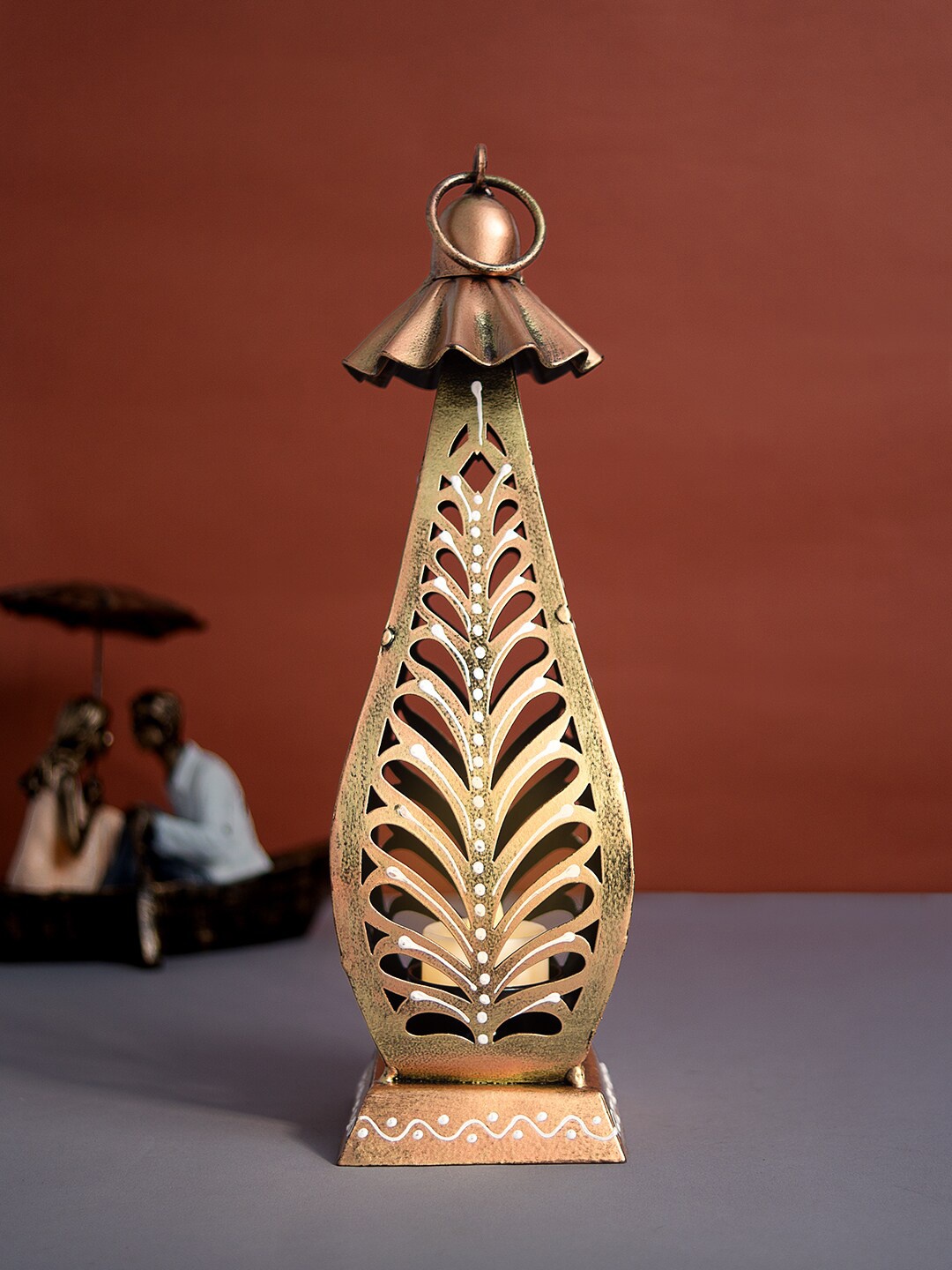 

Golden Peacock T-Light Candle Holder, Copper
