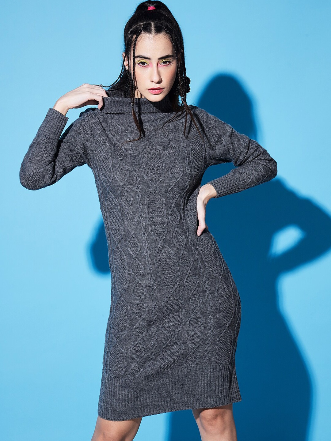 

The Dry State Women Coloured Sweater Dress, Grey