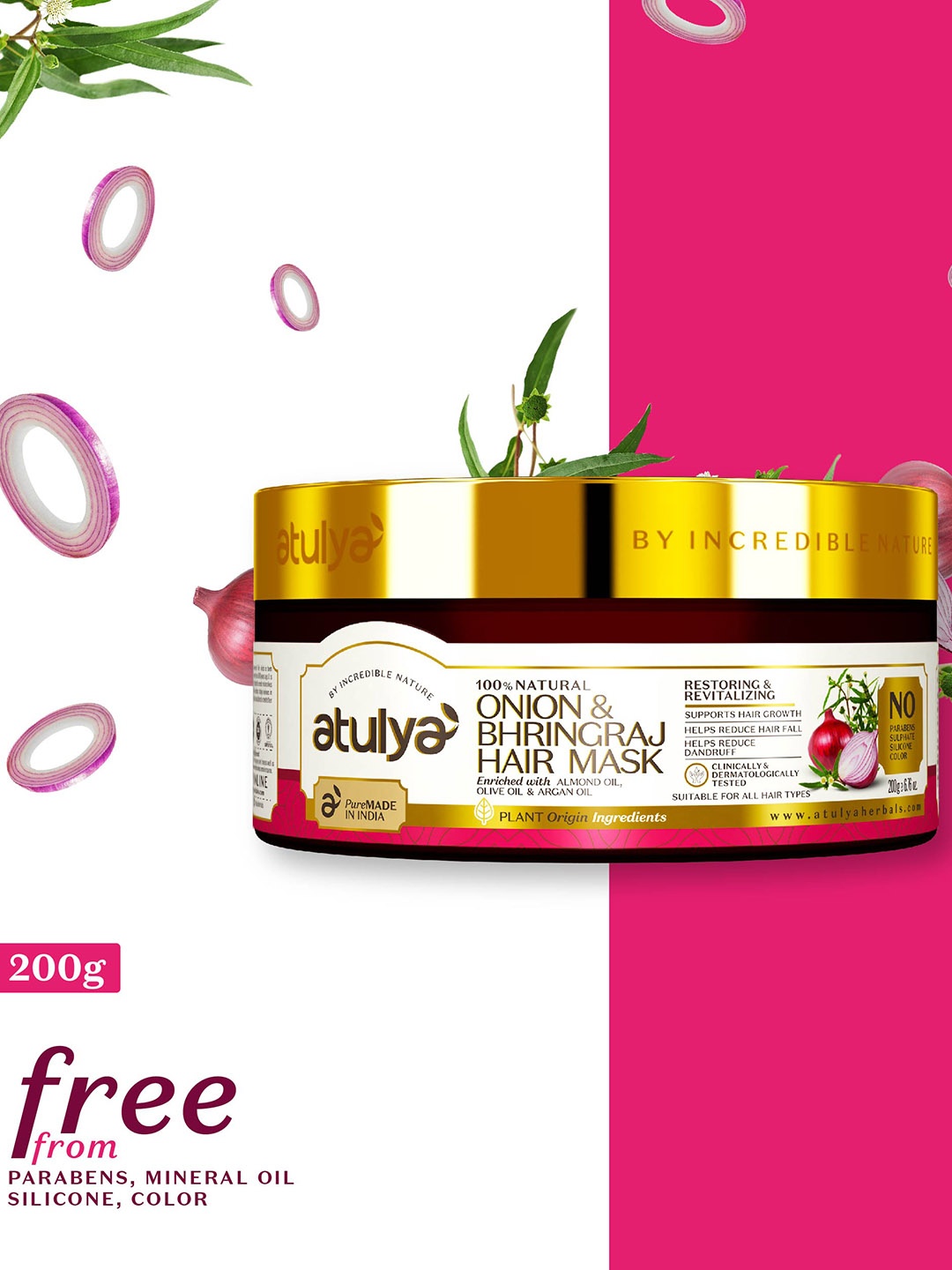

Atulya Onion Bhringraj Hair Mask 200gm, Multi