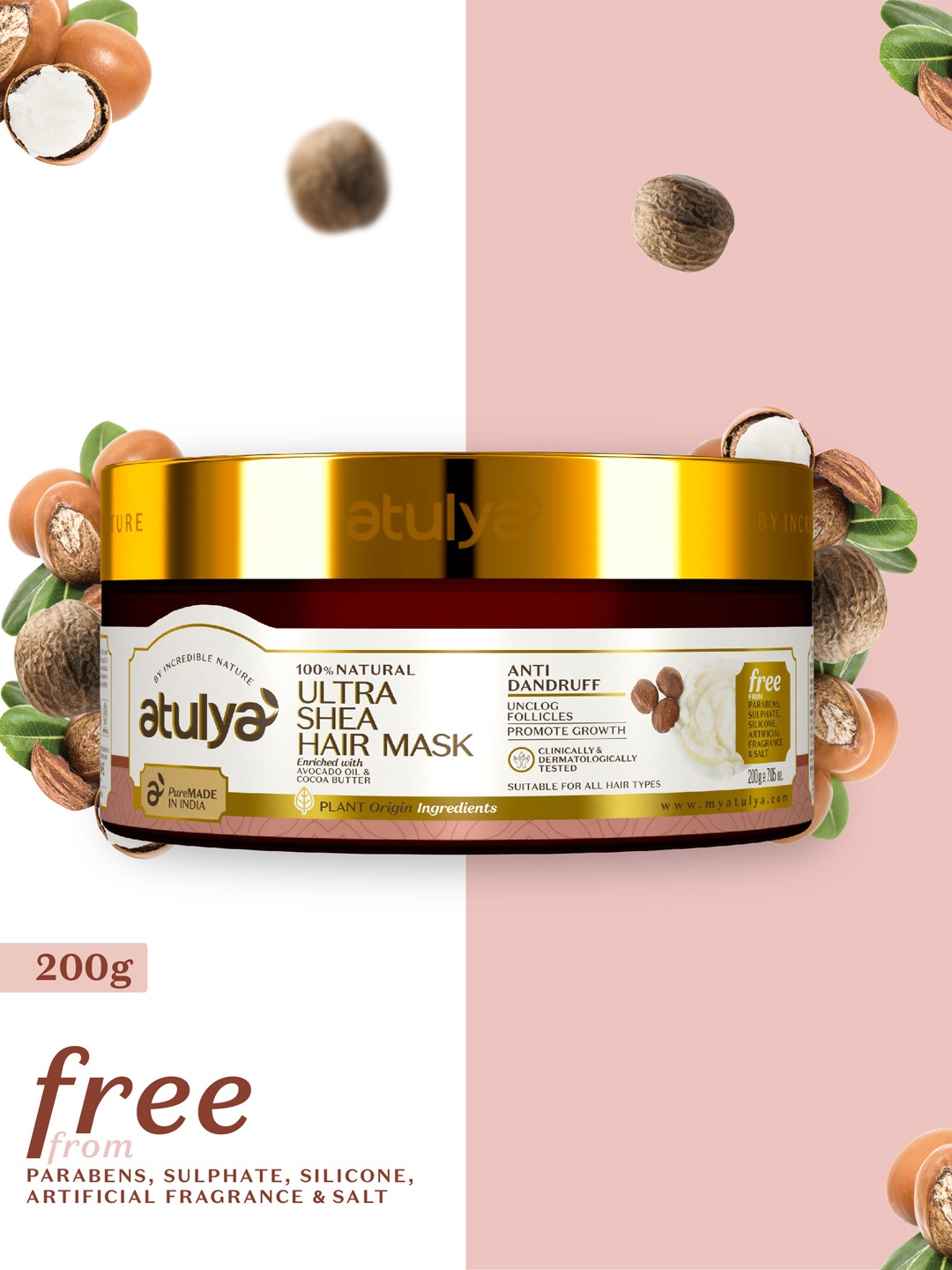 

Atulya Ultra Shea Hair Mask - Promotes Hair Growth - 200 g, Brown