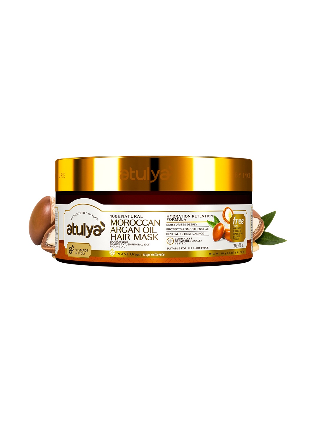 

Atulya Moroccan Argan Oil Hair Mask To Revitalize Hair Damage - 200g, Brown