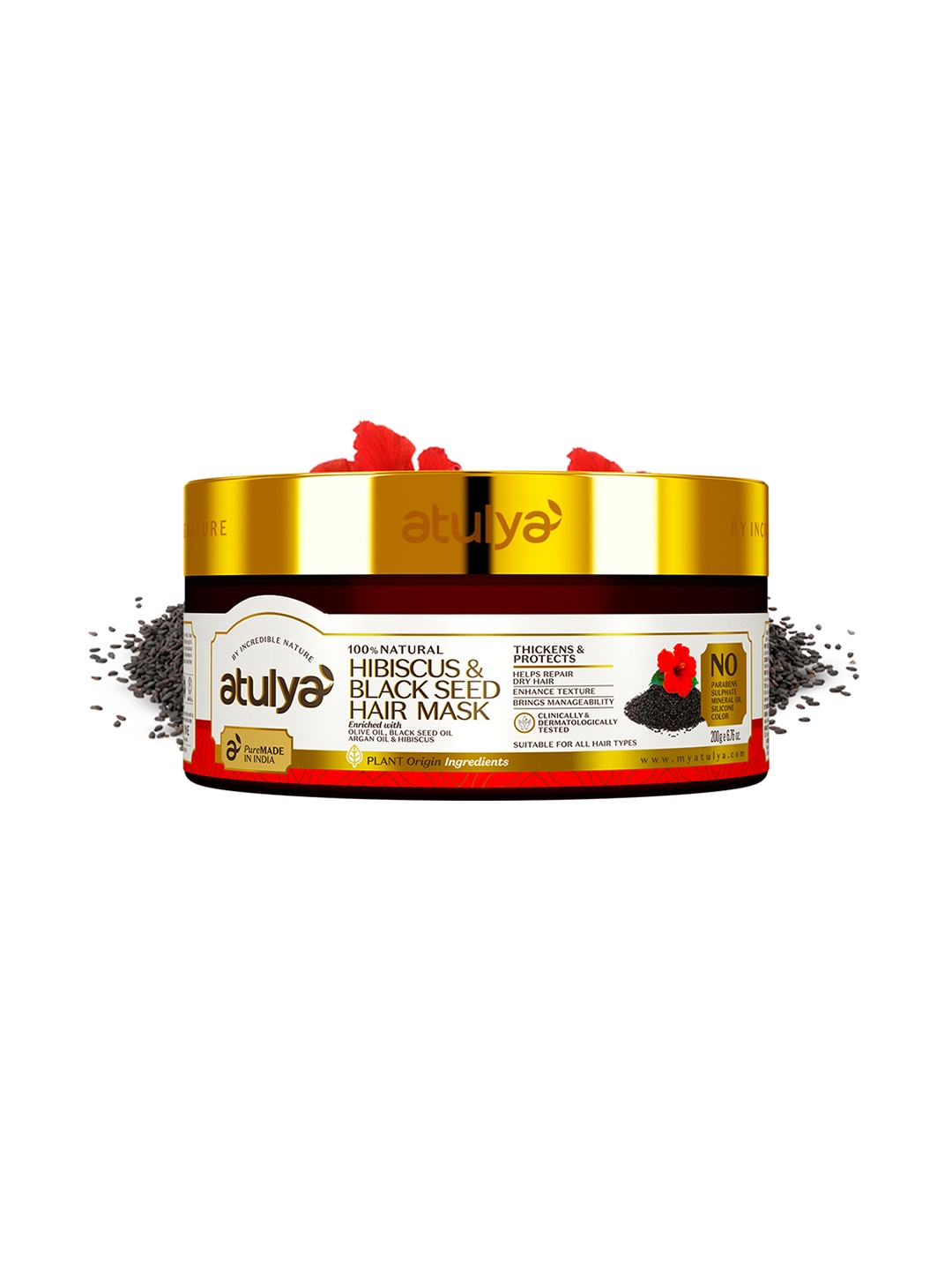 

Atulya Hibiscus & Black Seed Hair Mask To Help Repair Dry Hair - 200g, Brown