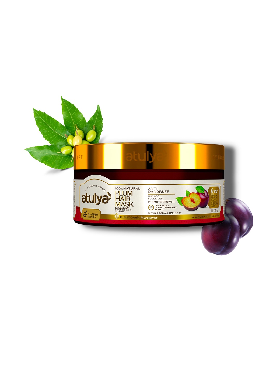 

Atulya Anti-Dandruff Plum Hair Mask - 200g, Brown