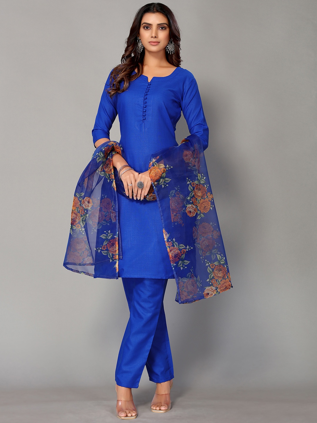 

AA-HA!! Women Blue Kurta with Trousers & Dupatta