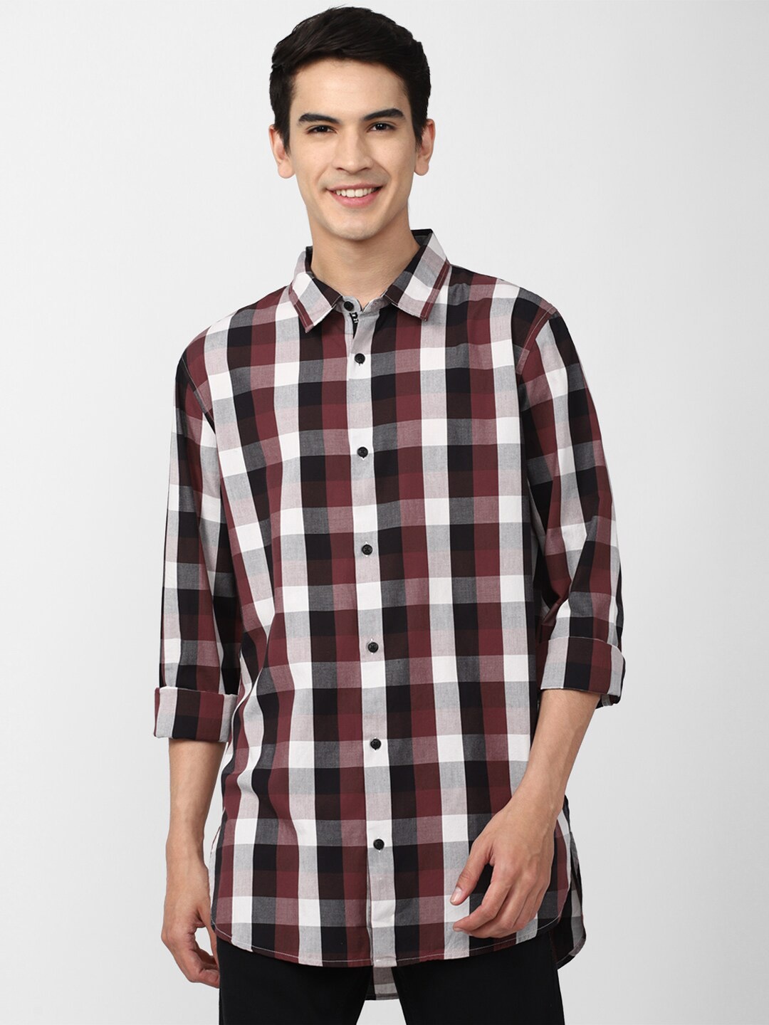 

FOREVER 21 Men Brown Regular Fit Checked Cotton Casual Shirt
