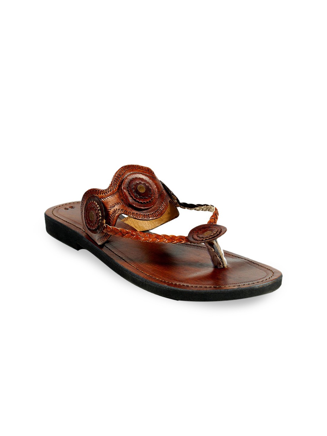 

JUTTIES MAKER Women Brown Printed Ethnic Open Toe Flats