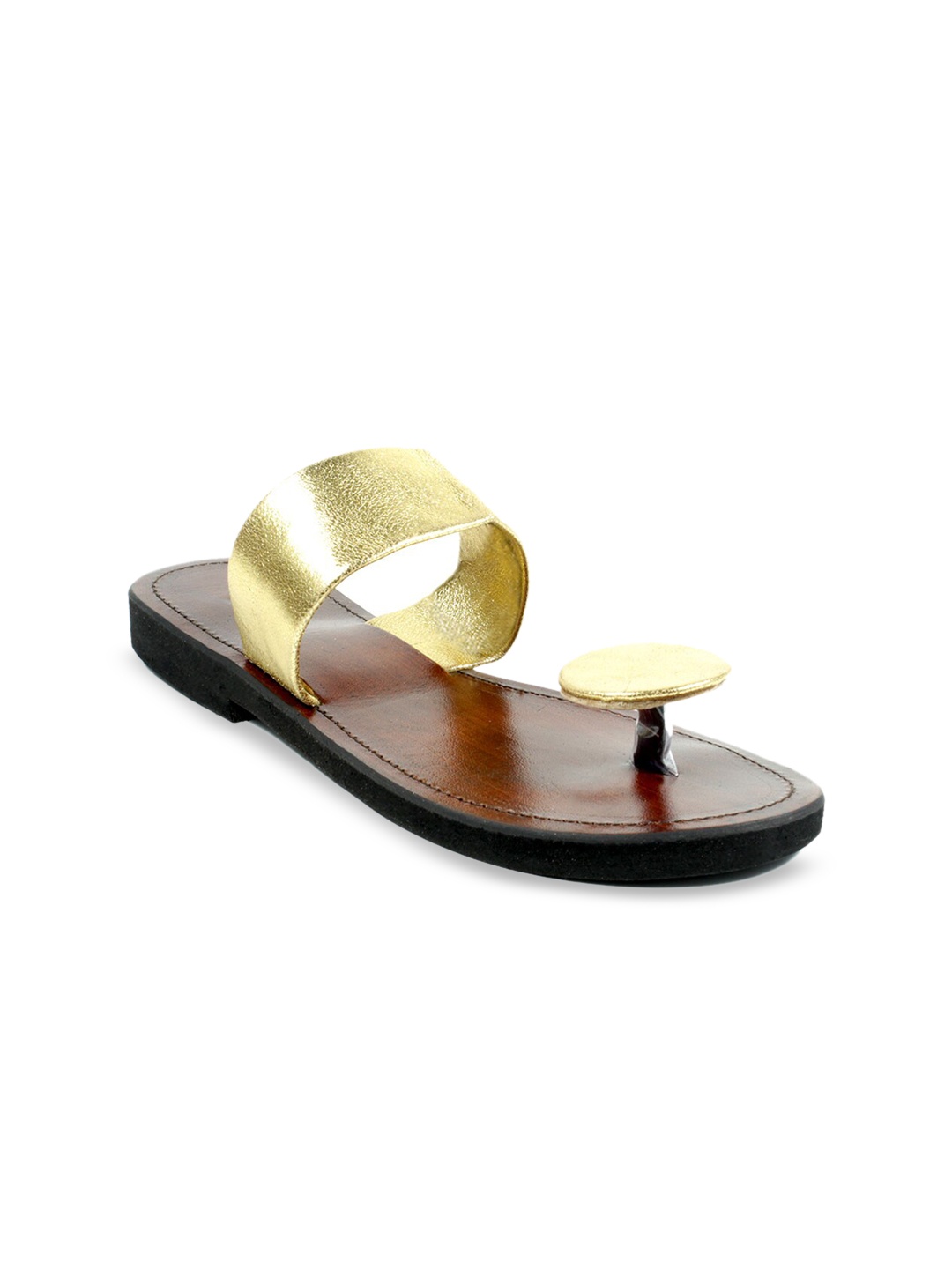 

JUTTIES MAKER Women Gold-Toned Ethnic One Toe Flats