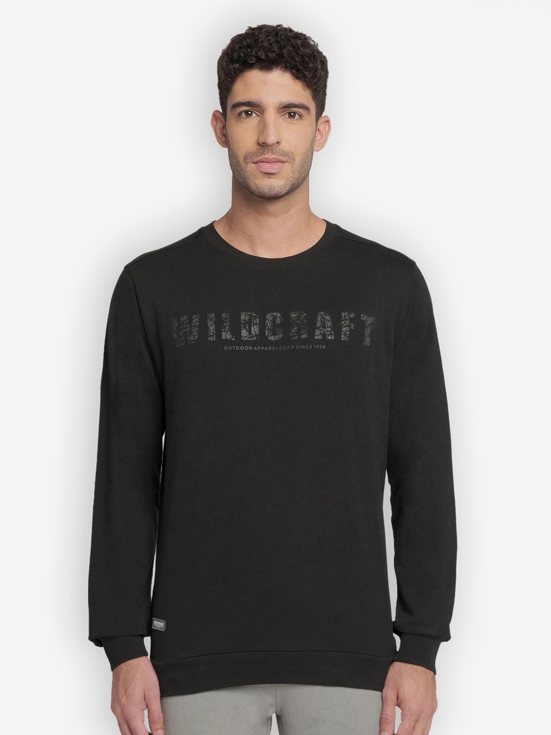 

Wildcraft Men Black Printed Cotton Sweatshirt