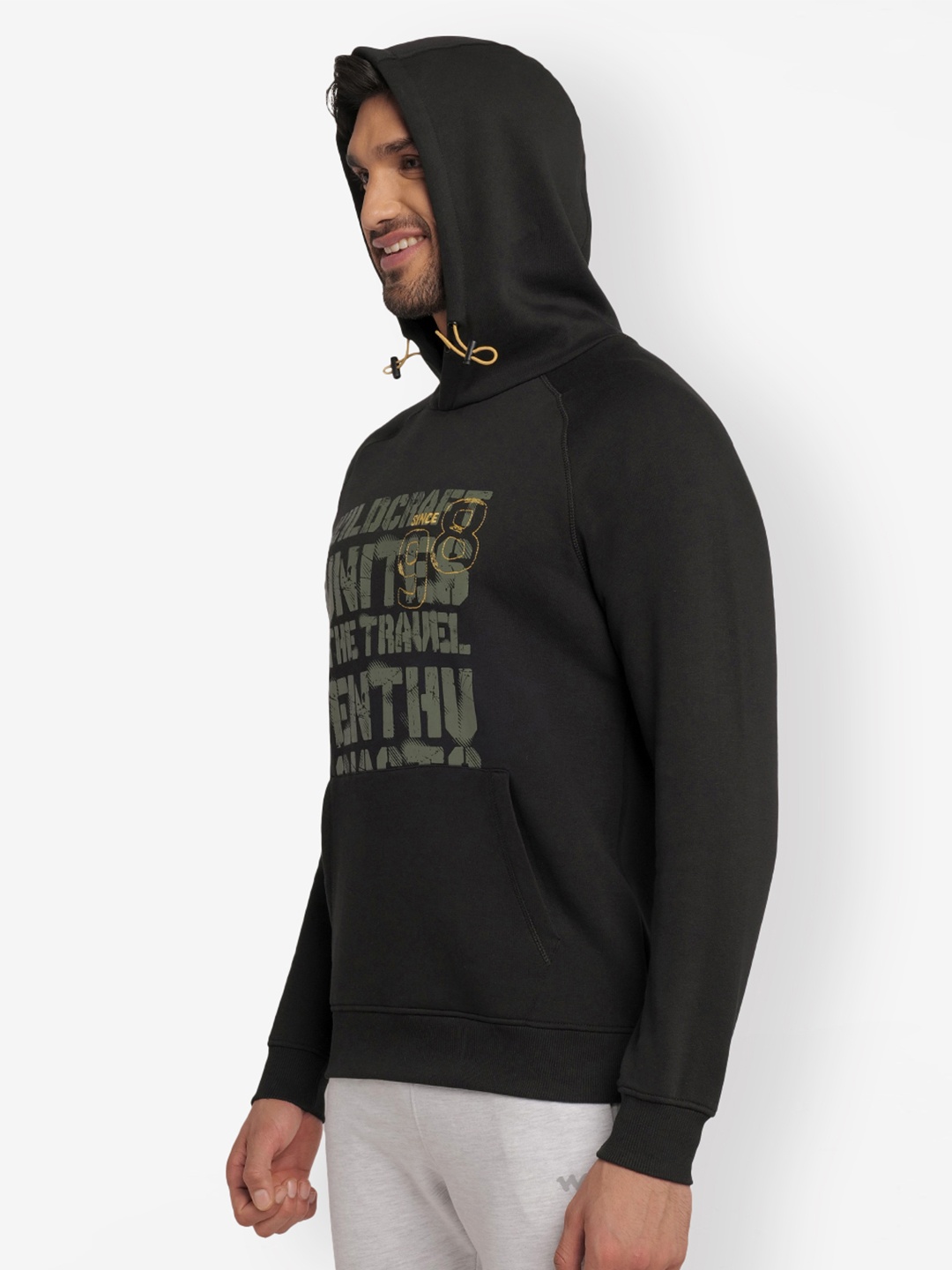 

Wildcraft Men Black Printed Hooded Cotton Sweatshirt