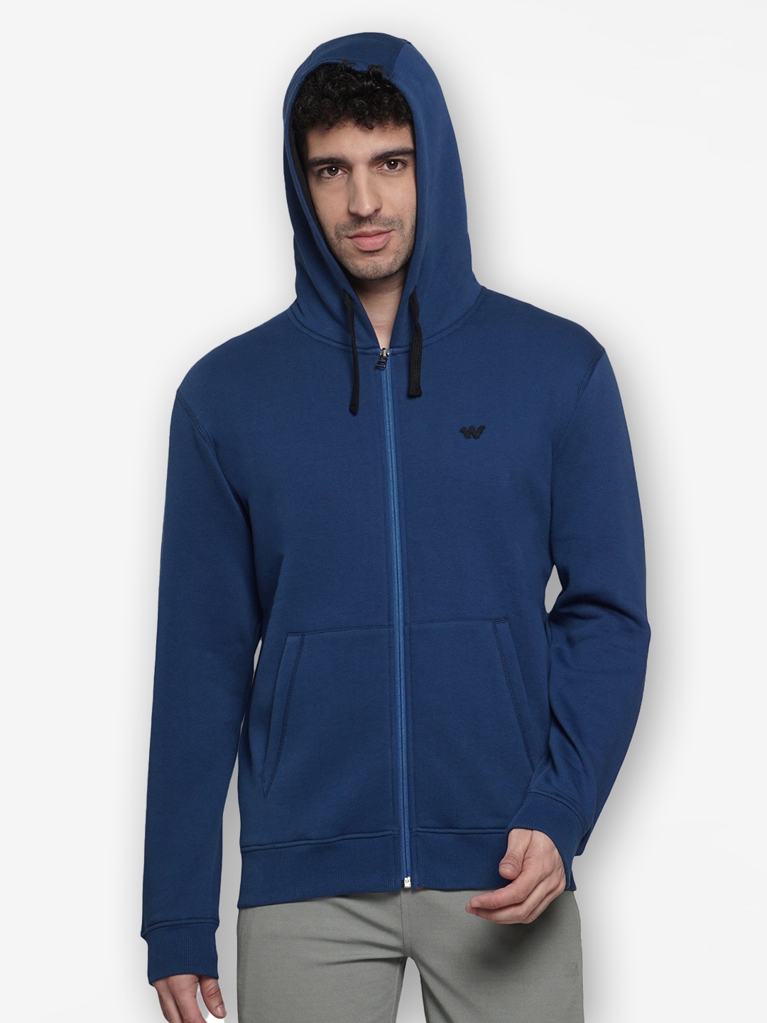 

Wildcraft Front-Open Hooded Sweatshirt, Navy blue