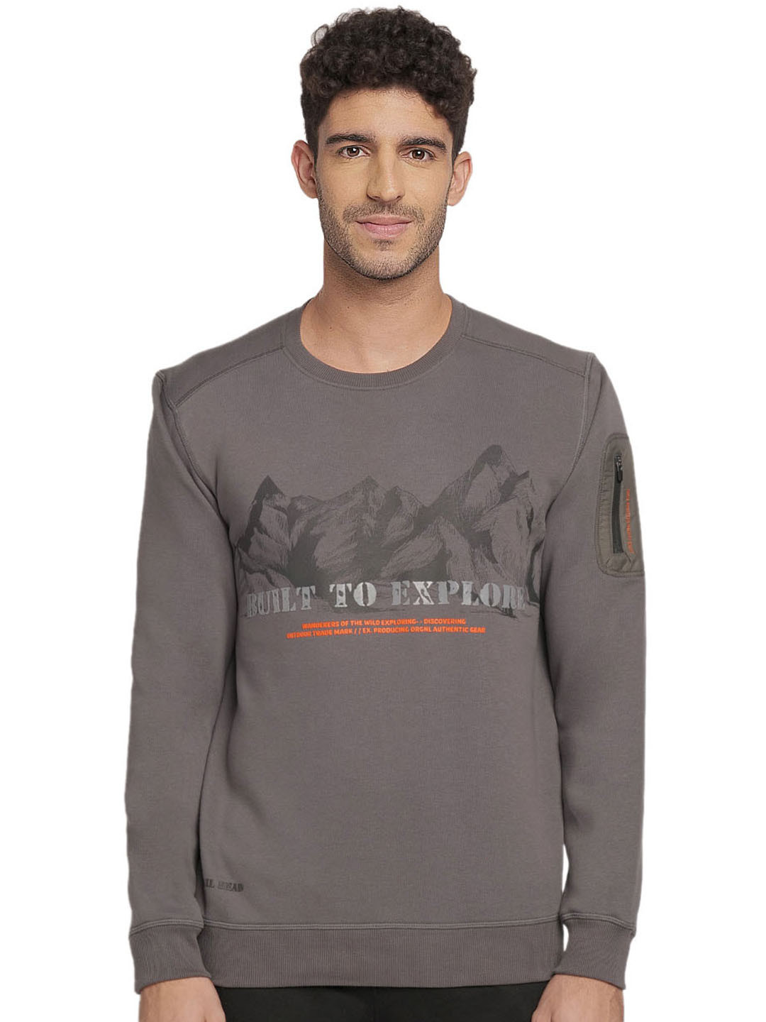 

Wildcraft Men Grey Printed Sweatshirt