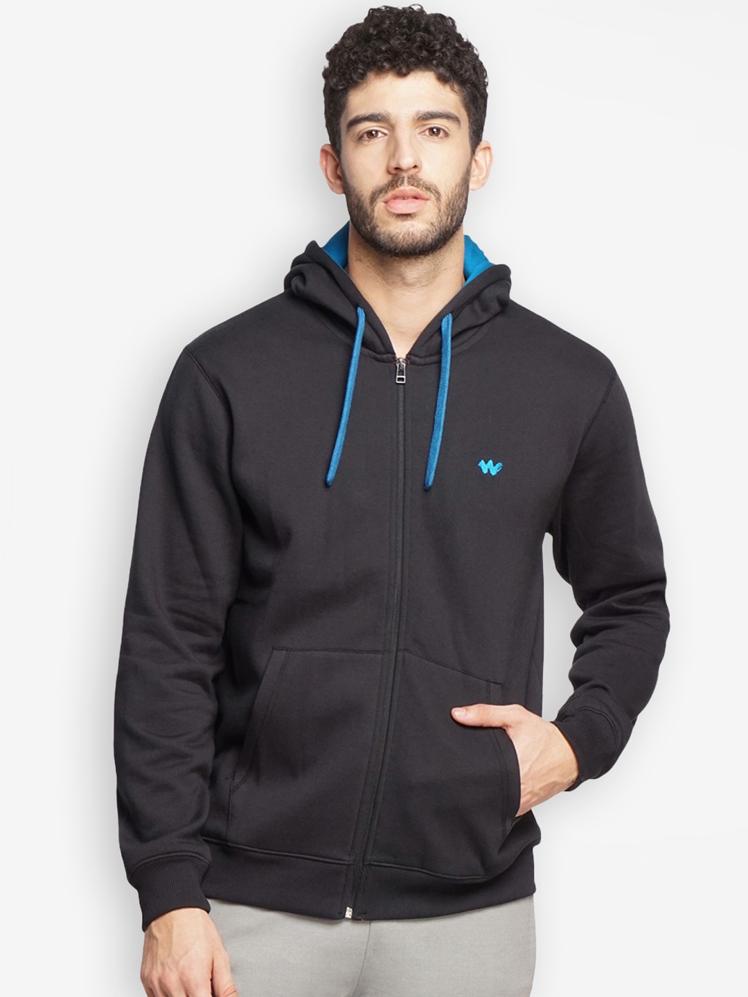 

Wildcraft Front-Open Hooded Sweatshirt, Black