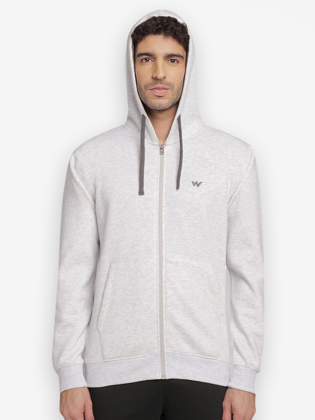 

Wildcraft Front-Open Hooded Sweatshirt, Grey melange