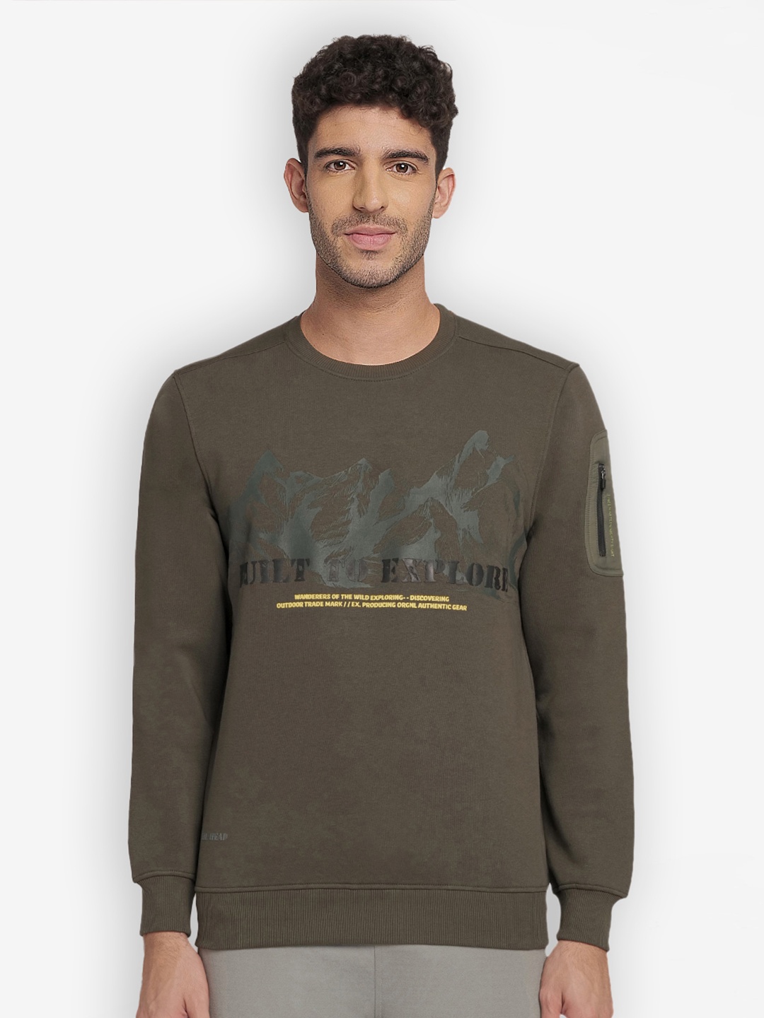 

Wildcraft Men Olive Green Printed Sweatshirt