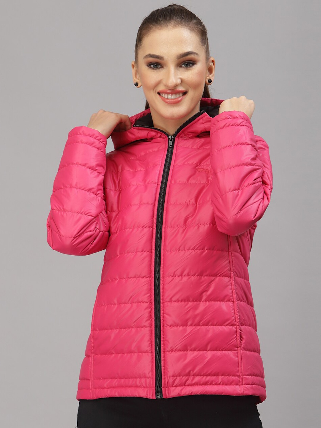 

JUMP USA Women Pink Lightweight Longline Puffer Jacket