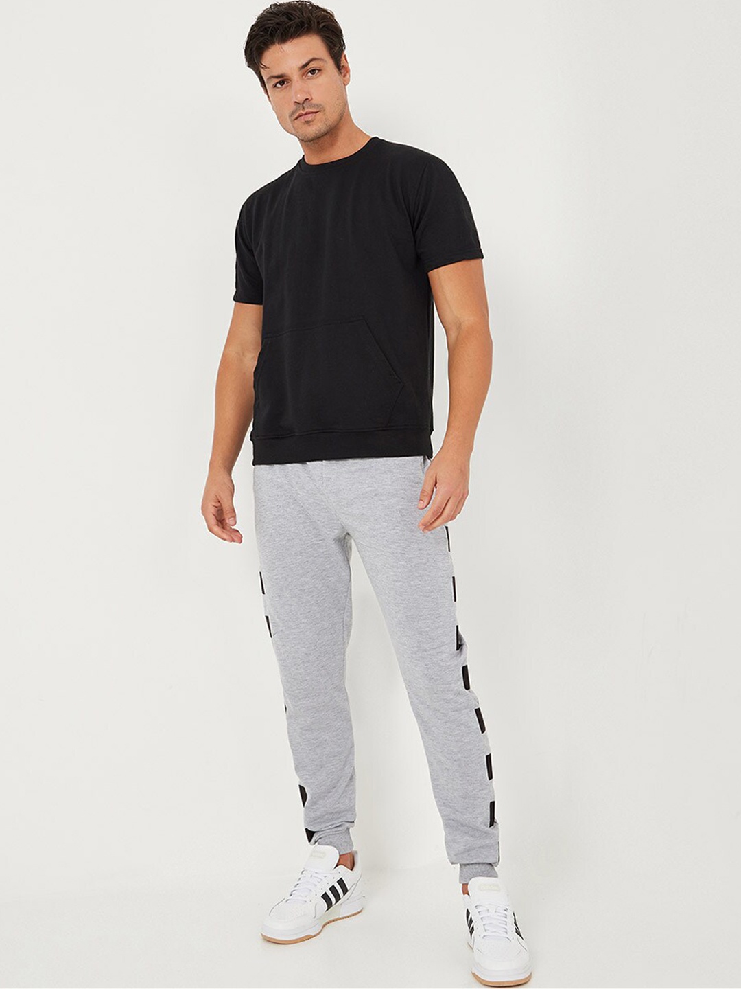 

Styli Cotton Side Box Stripe Slim Fit Jogger, Grey