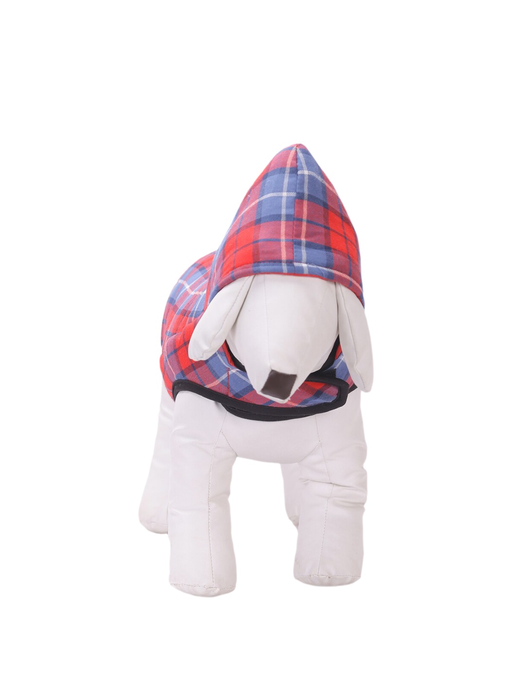 

Lulala Red & Blue Checked Reversible Dog Jacket With a Attached Hoodie