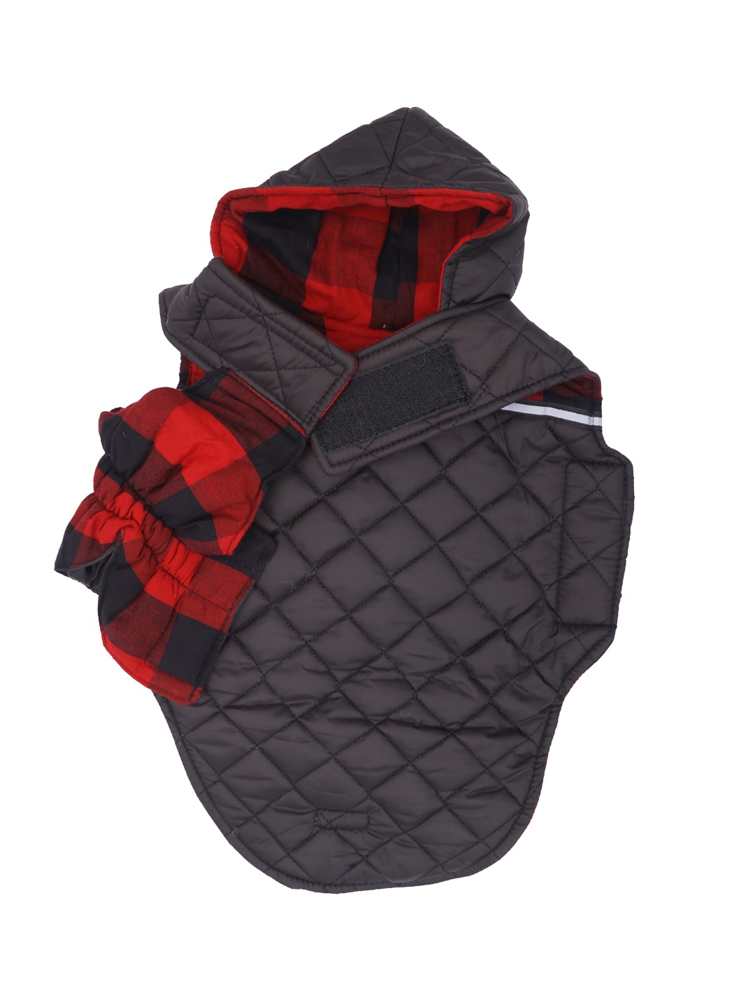 

Lulala Black & Red Checks Dog Reversible Winter Hoddie Jacket