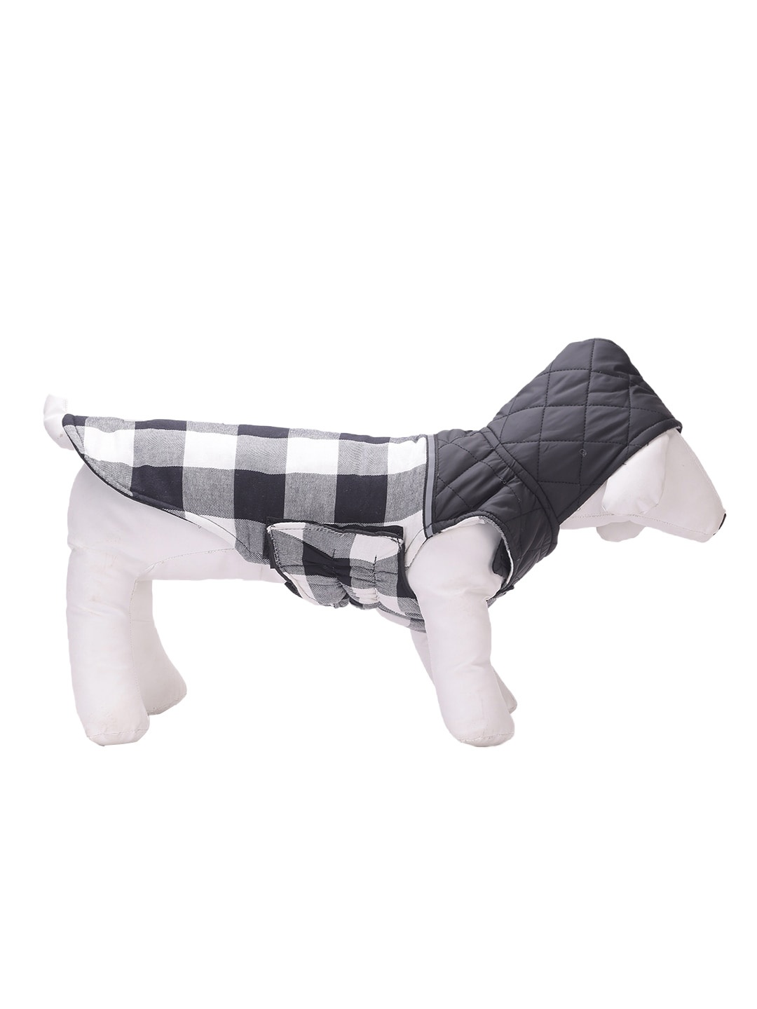 

Lulala Black & White Checked Reversible Hoodie Dog Jackets