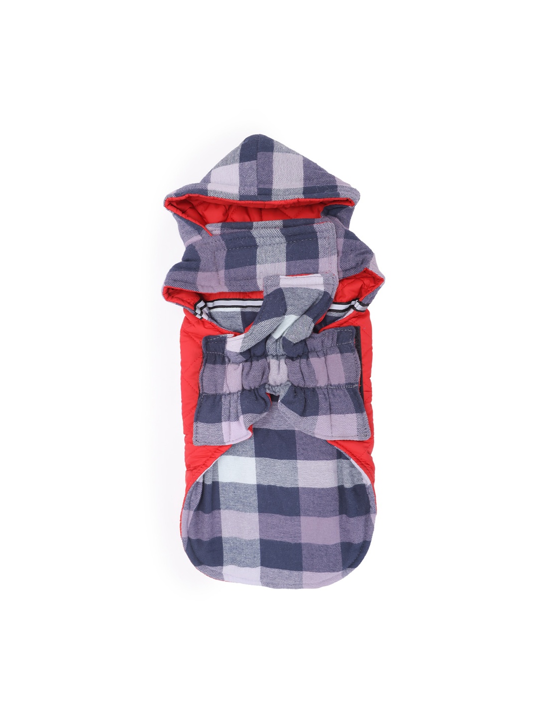 

Lulala Grey & Red Checked Dog Reversible Winter Hoodie Jacket