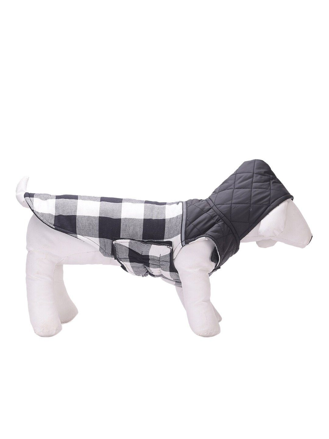 

Lulala Black & White Checked Dog Reversible Jackets, Blue