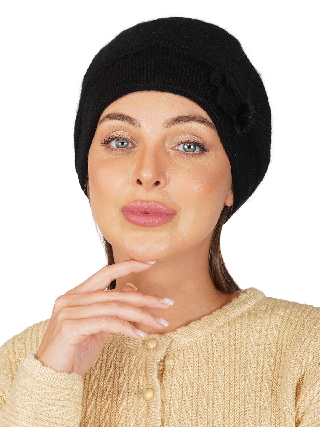 

iSWEVEN Women Black Slouchy Beanie