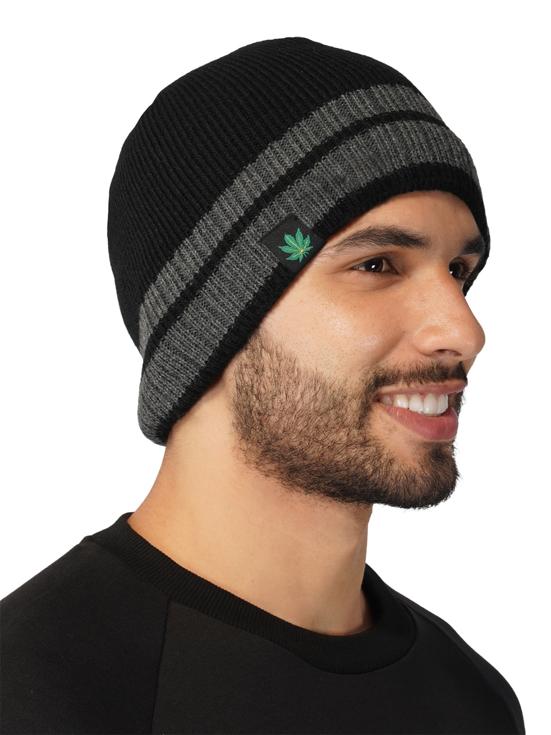 

iSWEVEN Black & Grey Slouchy Beanie