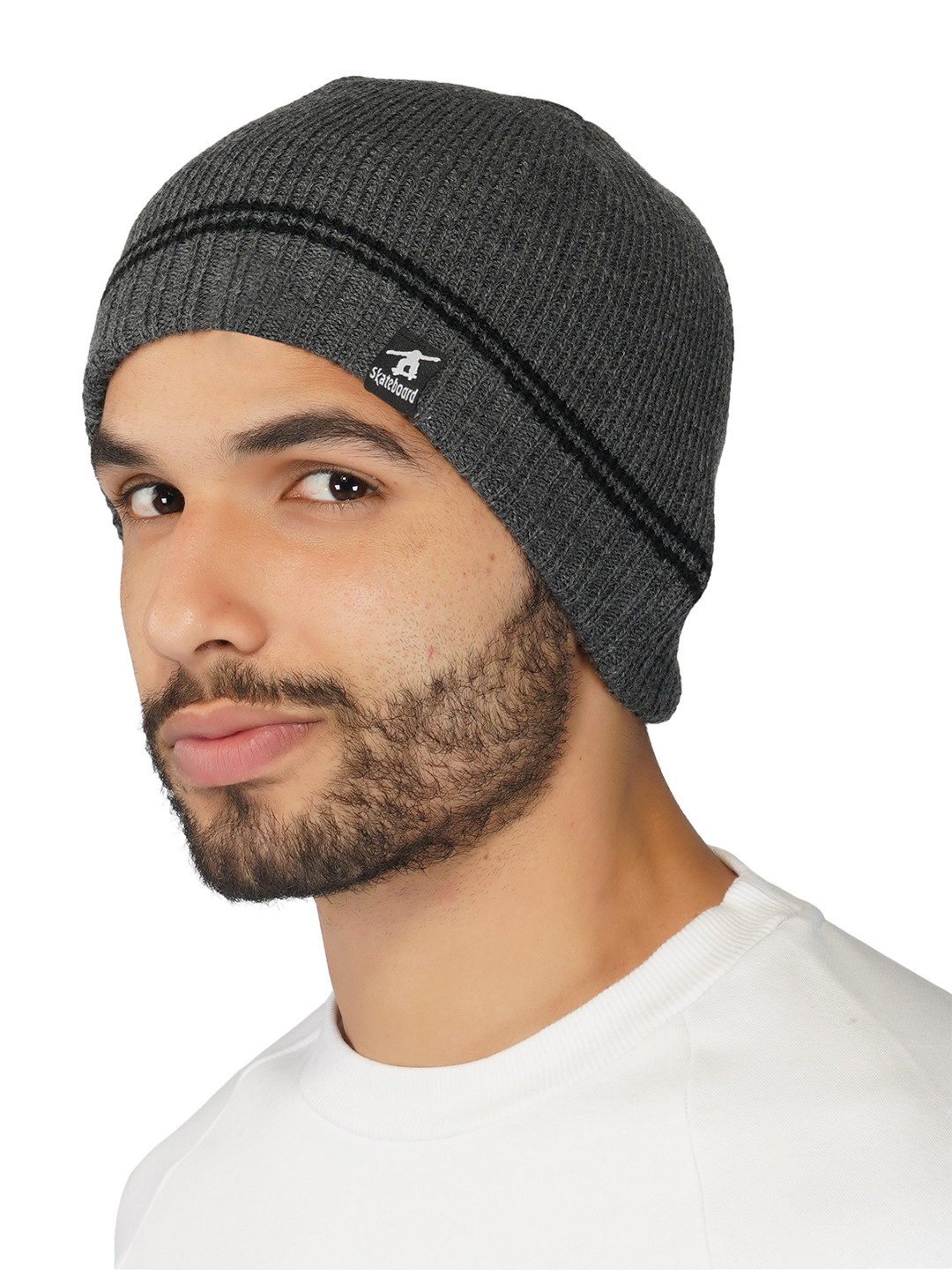 

iSWEVEN Grey & Black Slouchy Beanie
