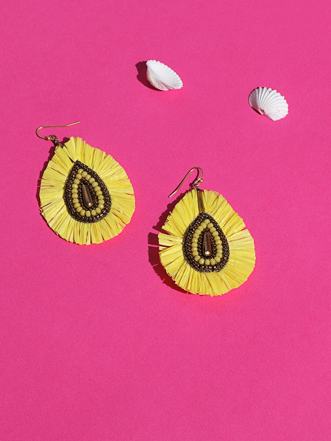 

TRISHONA Yellow Leaf Shaped Drop Earrings
